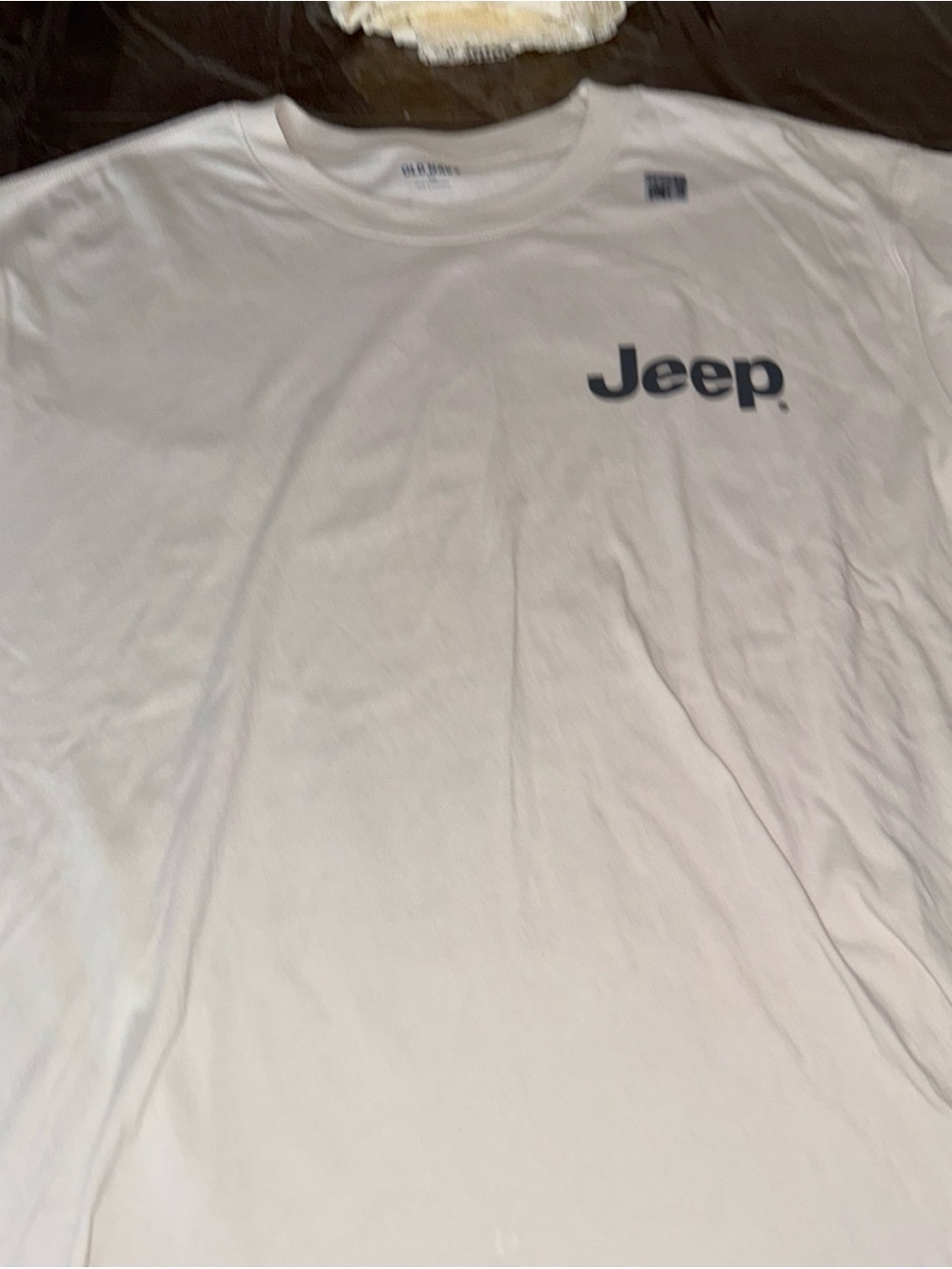 Old Navy White Short Sleeve Tee with Navy Jeep Logo
